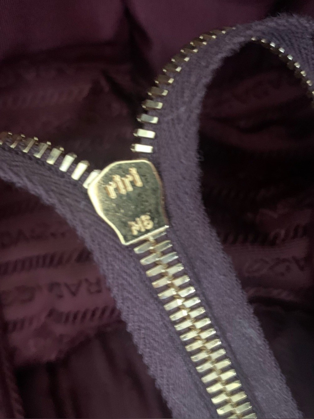 Prada Burgundy Nylon Tote with Gold-Tone Logo~Certificate Of Authenticity - Picture 12 of 13